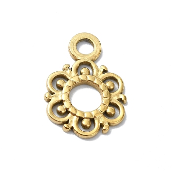 Ion Plating(IP) 304 Stainless Steel Pendants, Real 18K Gold Plated, Flower, 18.5x13x1.5mm, Hole: 2.5mm