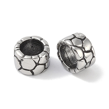 316 Surgical Stainless Steel European Beads, Large Hole Beads, Column, Antique Silver, 9x6mm, Hole: 6mm