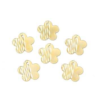 Brass Charms, Cadmium Free & Lead Free, Flower Charm, Real 24K Gold Plated, 12x12.5x0.5mm, Hole: 1.2mm