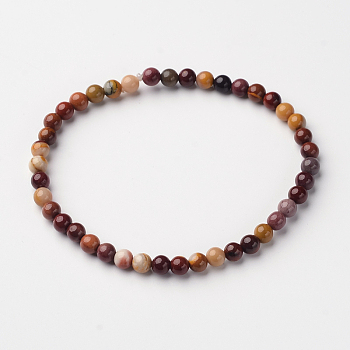 Natural Mookaite Round Bead Stretch Bracelets, 54.5mm, Bead: 4~5mm