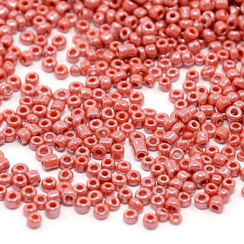 12/0 Glass Seed Beads, Opaque Colours Lustered, Tomato, 2mm, about 30000pcs/pound