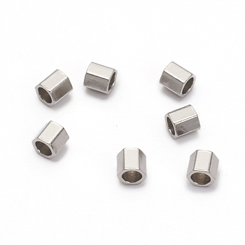 304 Stainless Steel Spacer Beads, Hexagon, Stainless Steel Color, 2.1x2.1x2mm, Hole: 1.4mm