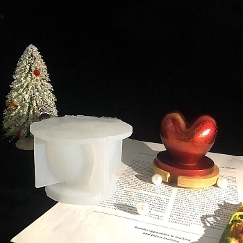 3D Heart Candle Silicone Molds, for Scented Candle Making, White, 10.5x7.1cm