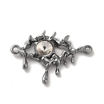Alloy Connector Charms, Melting Eye Links with Glass, Lead Free & Cadmium Free, Gunmetal, Clear, 21x30.5x4mm, Hole: 1.6mm