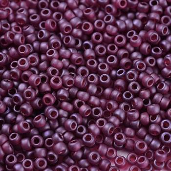 TOHO Round Seed Beads, Japanese Seed Beads, Matte, (332F) Cranberry Gold Luster, 11/0, 2.2mm, Hole: 0.8mm, about 5555pcs/50g