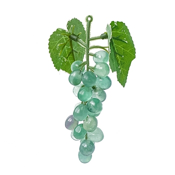Natural Fluorite Grape Model Pendants, Home Decoration Ornament, Light Green, 150mm