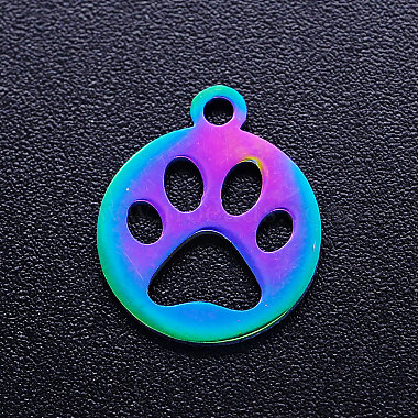 Multi-color Flat Round Stainless Steel Charms