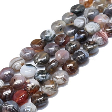 Flat Round Botswana Agate Beads