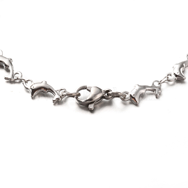 304 Stainless Steel Dolphin Link Bracelets(BJEW-O076-03P)-2