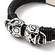 304 Stainless Steel Skull Beaded Double Loops Multi-strand Bracelet with Magnetic Clasp(BJEW-C021-23P)-4