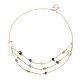 Natural & Synthetic Mixed Gemstone Beaded Triple Layered Necklaces(NJEW-TA00091)-1
