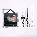 Plastic Long Shaft Clock Movement Mechanism, with Aluminum Pointer, Black, 70x55x35mm, 6pcs/set(SIMO-PW0001-426)