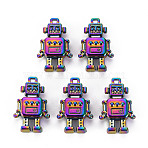 Alloy Pendants, Cadmium Free & Nickel Free & Lead Free, Robot, Rainbow Color, 18x11.5x4mm, Hole: 1mm(PALLOY-S180-112-NR)