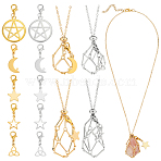 4Pcs 4 Styles 304 Stainless Steel Cable Chain/Bar Link Chain Macrame Pouch Necklace Making, with 10Pcs 2 Colors 201 & 304 Stainless Steel & Alloy Charms, Platinum & Golden, 11.42~11.81 inch(29~30cm), 1pc/style(NJEW-UN00002)