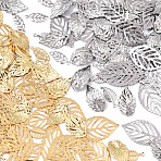 160Pcs 8 Styles 304 Stainless Steel Pendants, Textured Leaf, Golden & Stainless Steel Color, 13~24x5.5~14x0.3~1mm, Hole: 0.8~1mm, 20pcs/style (STAS-YW0003-46)