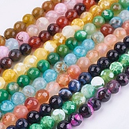 Natural Agate Round Beads Strand, Dyed, Faceted, Mixed Color, 10mm, Hole: 1mm, about 38pcs/strand, 14.56 inch(G-L084-10mm-M)
