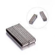 Alloy Magnetic Clasps with Glue-in Ends, Rectangle, Gunmetal, 37.5x19x7mm, Hole: 34x4mm(X-PALLOY-E271-B)