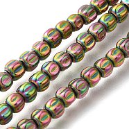 Electroplated Synthetic Non-magnetic Hematite Beads Strands, Pumpkin, Rainbow Plated, 3.5~4x3.5mm, Hole: 0.8mm, about 107~112pcs/strand, 15.75~15.91 inch(40~40.4cm)(G-C154-A01-01D)