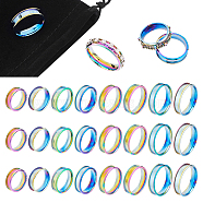201 Stainless Steel Grooved Finger Ring for Women Men, Rainbow Color, 6mm, US Size 5~US Size 14(15.9~23mm), 8 Style, 2pcs/style, 16pcs(RJEW-UN0002-51C-M)