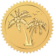 Self Adhesive Gold Foil Embossed Stickers, Medal Decoration Sticker, Coconut Tree, 5x5cm(DIY-WH0575-058)