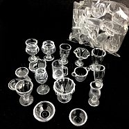 Miniature PVC Plastic Cup Sets, for Dollhouse Accessories Pretending Prop Decorations, Clear, 10~30mm, 17pcs/set(MIMO-PW0001-106)