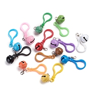 Plastic Keychain, with Plastic Clips Lobster Claw Hooks, Platinum Plated Zinc Alloy Clasps and Iron Bell, Mixed Color, 82mm(KEYC-G047-A)
