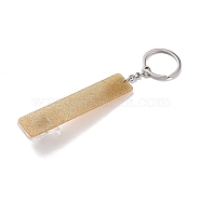 Ferroalloy, Plastic and Acrylic Keychain, with Glitter Powder, Contactless Card Extractor, for Long Nail Card Extractor Keychain with Card Puller for Girls, Rectangle, Tan, 15.5cm(KEYC-C048-02B)