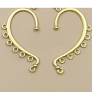 Alloy Ear Cuff Findings, Climber Wrap Around Earring Findings, with Horizontal Loops, Long-Lasting Plated, Golden, 58x34mm(PALLOY-N176-09G)