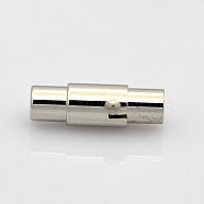Column 304 Stainless Steel Locking Tube Magnetic Clasps, Stainless Steel Color, 18x8mm, Hole: 6mm(STAS-N014-25-6mm)