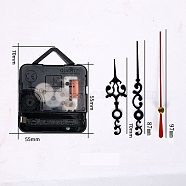 Plastic Long Shaft Clock Movement Mechanism, with Aluminum Pointer, Black, 70x55x35mm, 6pcs/set(SIMO-PW0001-426)