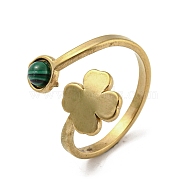 304 Stainless Steel with Synthetic Malachite Ring, US Size 7 1/4(17.5mm)(RJEW-Z031-01E-03)