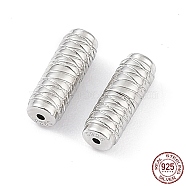 Rhodium Plated 925 Sterling Silver Screw Clasps, Twist Clasps, Column, Platinum, 11x4mm, Hole: 0.9mm(STER-K173-13P)