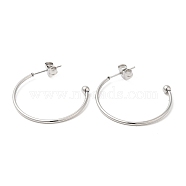 304 Stainless Steel Stud Earring, Half Hoop Ear Stud, Stainless Steel Color, 26x3x26mm(EJEW-H134-02B-P)