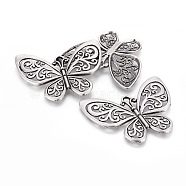 Tibetan Style Alloy Pendants, Butterfly, Lead Free & Nickel Free & Cadmium Free, Thailand Sterling Silver Plated, 48.5x56x2.5mm, Hole: 4x2mm(TIBEP-A15731-TAS-NR)