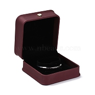 PU Leather Jewelry Box, with Reain Crown, for Bracelet Packaging Box, Square, Dark Red, 9.6x9.4x5.2cm(CON-C012-02B)