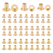 ARRICRAFT 90Pcs 3 Style Brass Eyelet Rivet, Single Tube Through-core Copper Studs, for Pearl Bead Cores Findings, Golden, 4x4~5mm, Hole: 1.4~2.3mm, 30pcs/style(KK-AR0003-17)