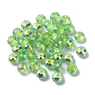 AB Color Plated Glass Beads, Faceted Rondelle, Light Green, 6x4mm, Hole: 1.4mm(EGLA-P059-03A-AB10)