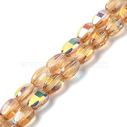 Transparent Electroplate Glass Beads Strands, AB Color Plated, Faceted, Teardrop, Saddle Brown, 9x6.2x5mm, Hole: 1.2mm, about 71pcs/strand, 25''(63.5cm)(GLAA-Q099-F01-09)