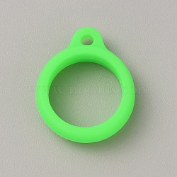 Silicone Pendant, for Electronic stylus & Lighter Making, Lime, 20x17x6mm, Hole: 1.8mm, Inner Diameter: 13mm(SIL-WH0008-41H)