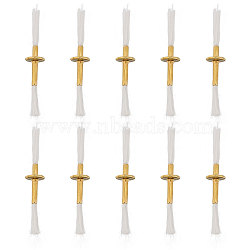 Replacement Fiberglass Torch Wicks, with Alloy Tube Holder, for Oil Lamp Alcohol Burner, Golden, 5~5.5x1cm, about 10pcs/bag(FIND-WH0111-363)