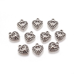 Tibetan Style Alloy Charms, Cadmium Free & Nickel Free & Lead Free, Heart, Antique Silver, 14x12x3mm, Hole: 1.5mm(LF10645Y-NF)