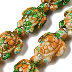 Spray Painted Synthetic Turquoise Beads Strands, Turtle, Lime Green, 17x14x6mm, Hole: 1.4mm, about 23pcs/strand, 14.96~15.16''(38~38.5cm)(G-E617-A02-02)