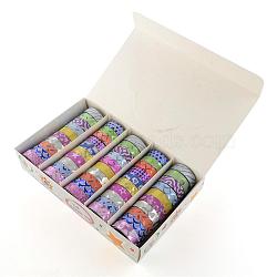 Glitter Powder DIY Scrapbook Decorative Paper Tapes, Self Adhesive Tapes, Mixed Color, 14.5mm, 50rolls/box(DIY-S028-04)
