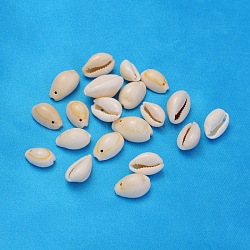 Natural Cowrie Shell Beads, Dyed, Seashell Color, Size: about 10~16mm long, 10~11mm wide, 3~5mm thick, hole: 2mm(X-BSHE-S055)