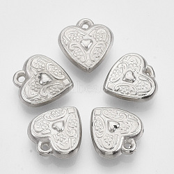 CCB Plastic Pendants, Heart, Platinum, 16.5x15x5.5mm, Hole: 1.2mm, about 628pcs/398g(CCB-T010-29P)