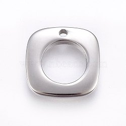 304 Stainless Steel Charms, Square, Stainless Steel Color, 13.5x13.5x2mm, Hole: 1.5mm(STAS-I094-24P)