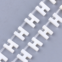 Natural Freshwater Shell Beads, Top Drilled Beads, White, Letter.H, 10x7.5x3mm, Hole: 0.8mm(SHEL-T012-59H)