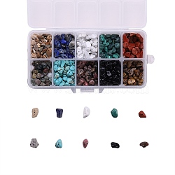 Natural & Synthetic Mixed Gemstone Beads, Chip, 3~5x7~13x2~4mm, Hole: 0.4mm, 200g/box(G-CJ0001-27)