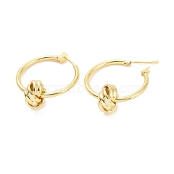 Brass Knot Hoop Earrings for Women, Cadmium Free & Lead Free, Light Gold, 30x25x10.5mm, Pin: 0.9mm(X-EJEW-A072-19LG)
