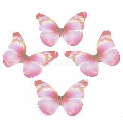 Polyester Fabric Wings Crafts Decoration, for DIY Jewelry Crafts Earring Necklace Hair Clip Decoration, Butterfly Wing, Pink, 32x43mm(X-FIND-S322-010C-06)